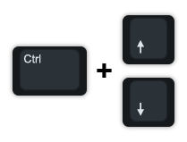 Keyboard Keys Ctrl (Control) and Arrow Down and Up