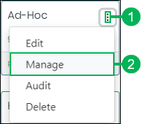Manage option for audio group actions menu
