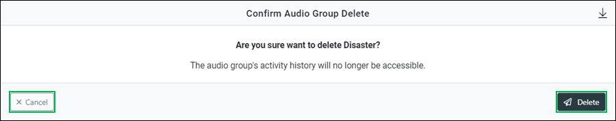 Delete audio group confirmation