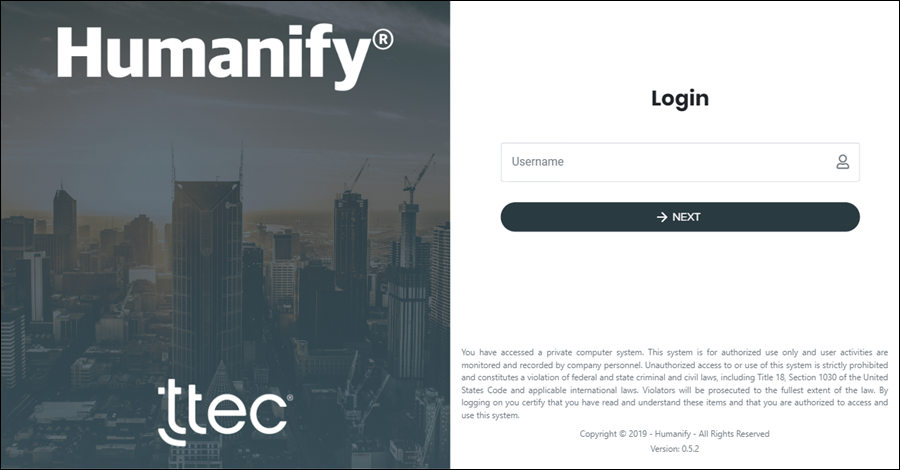 Humanify Portal login page