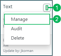 Manage option on the Routing Controls Action Menu