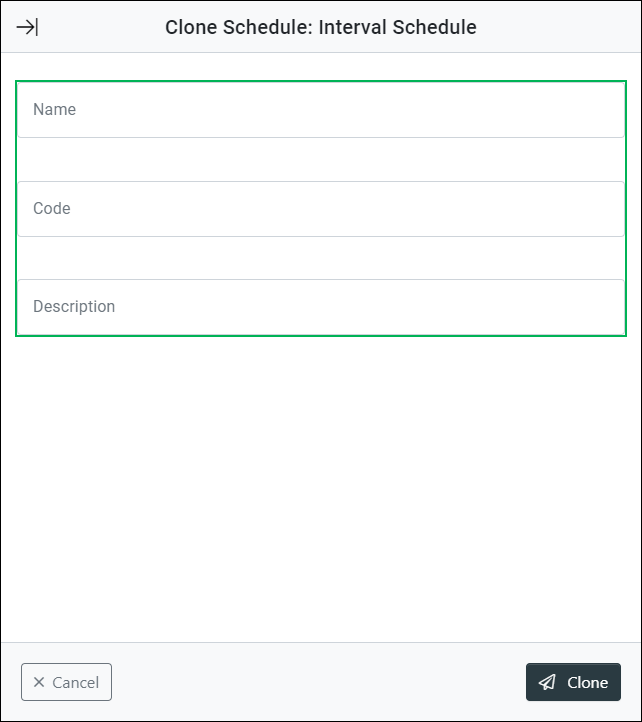 Clone Schedule Control dialog