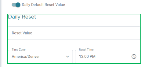 Create Percentage Control Daily Reset section