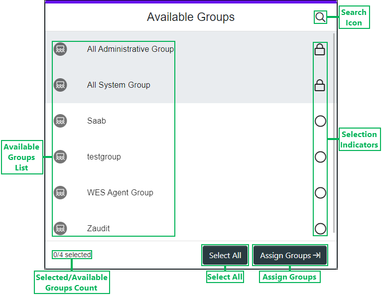 Available Groups Pane