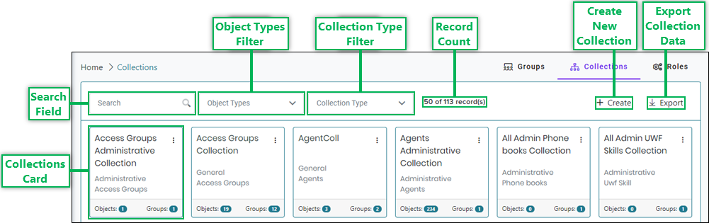 Collections Page Features