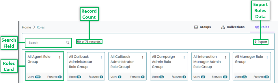 Roles Page Features