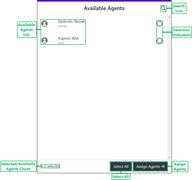 Available Agents pane
